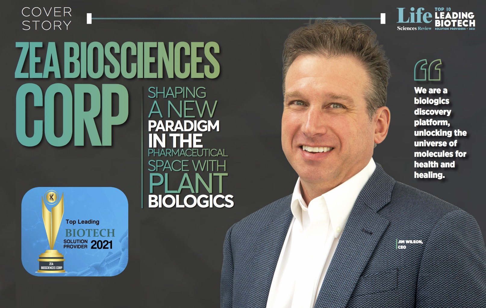 "Award Winner" Top Ten Biotech Solutions Company of 2021 Life Sciences